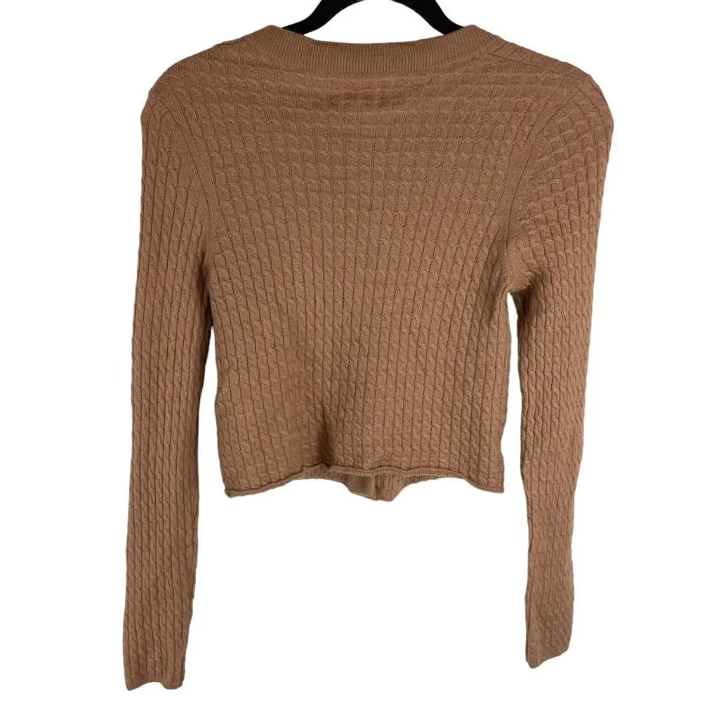 Loulou Studio Mati Wool Cashmere Cable-Knit Button Front Cardigan Beige Size S
